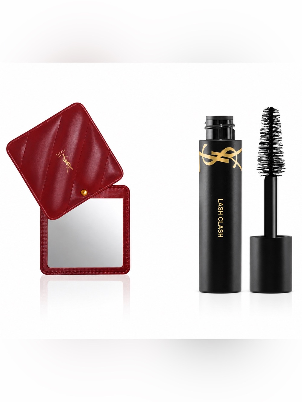YSL Red Quilted Mirror & Lash Clash Travel Mascara Gift Set NIB